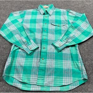 VTG Fox Collection Shirt Mens Medium M Button Up Green‎ Pocket Retro Long Sleeve